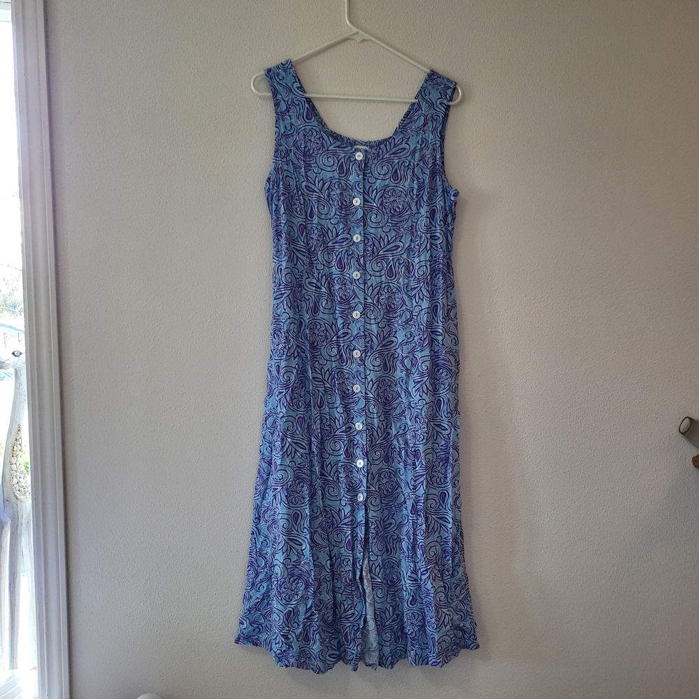 Blair Blue Patterned Button-Front Maxi Dress - image 1